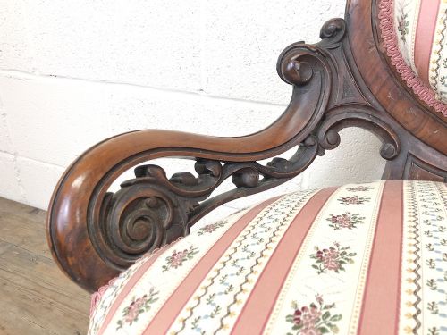 fig 2. Small Victorian Walnut Frame Salon Sofa Settee