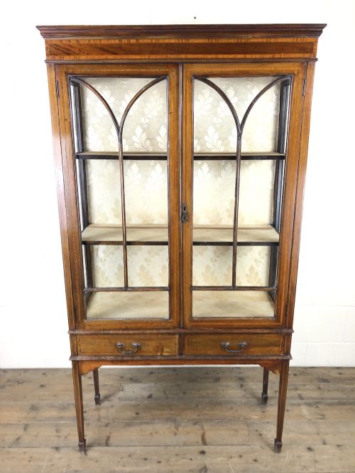 Edwardian Mahogany & Satinwood Glass Display Cabinet