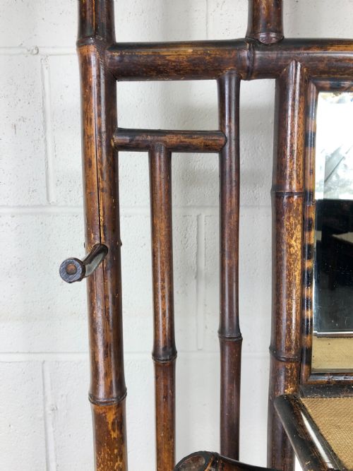 fig 1. Victorian Antique Bamboo Mirrored Hall Stand