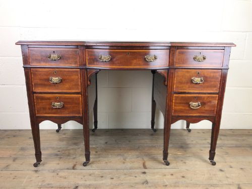 Edwardian Inlaid Mahogany Desk with Leather Top