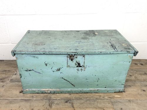 Antique Green Painted Wooden Trunk or Box