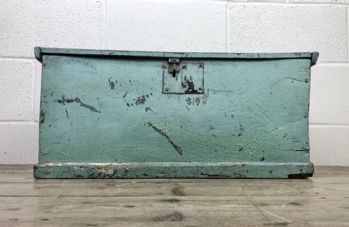 fig 1. Antique Green Painted Wooden Trunk or Box