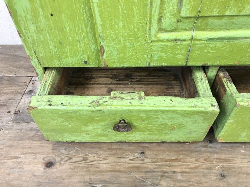 fig 1. Rustic Antique Green Painted Wall Cupboard