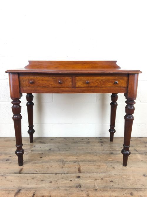 Antique Victorian Mahogany Two Drawer Side Table