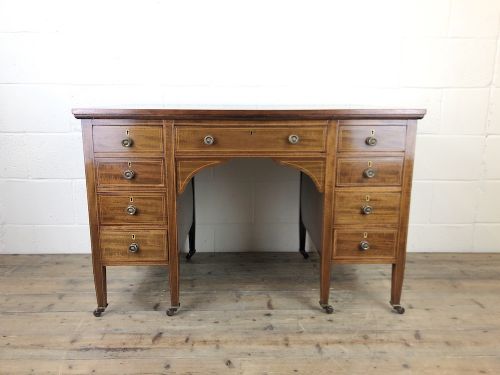 Antique Edwardian Inlaid Mahogany Desk