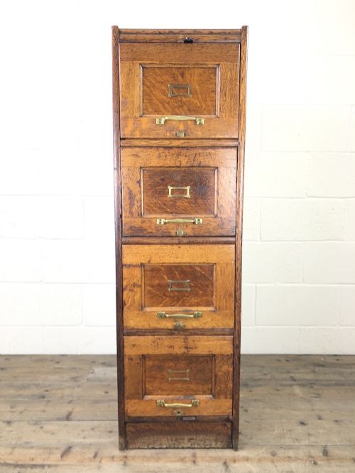 Antique Oak Four Drawer Filling Cabinet
