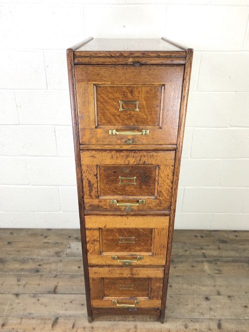 fig 1. Antique Oak Four Drawer Filling Cabinet