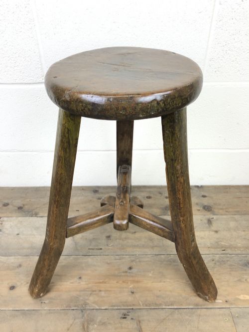 Antique Chinese Elm Three Leg Stool