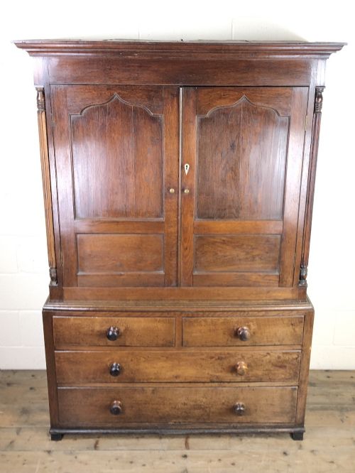 fig 1. Early 19th Century Welsh Oak Press Cupboard