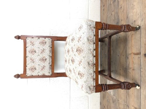 fig 1. Pair of Gothic Oak Chairs with Floral Upholstery