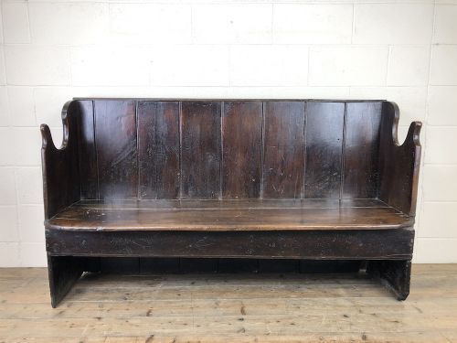 Rustic Antique Country Oak Settle Bench
