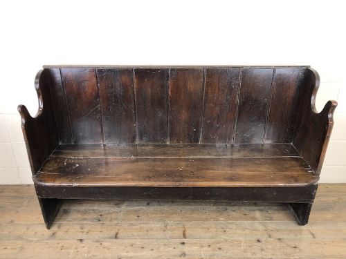 fig 1. Rustic Antique Country Oak Settle Bench