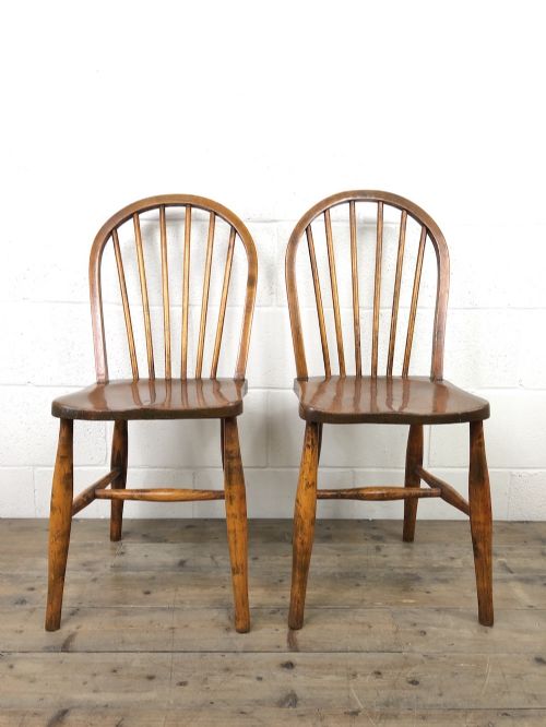 Pair of Antique Hoop Back Farmhouse Chairs