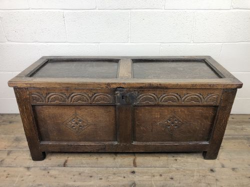 Early 19th Century Antique Oak Coffer Blanket Box
