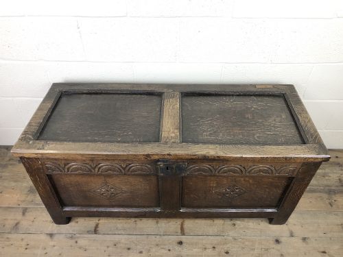 fig 1. Early 19th Century Antique Oak Coffer Blanket Box