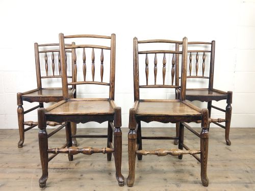 Set of Four 19th Century Elm Country Chairs