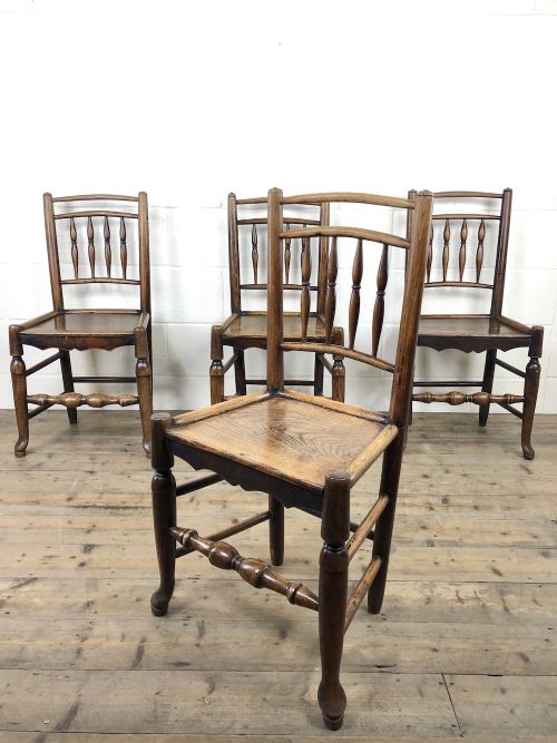 fig 1. Set of Four 19th Century Elm Country Chairs