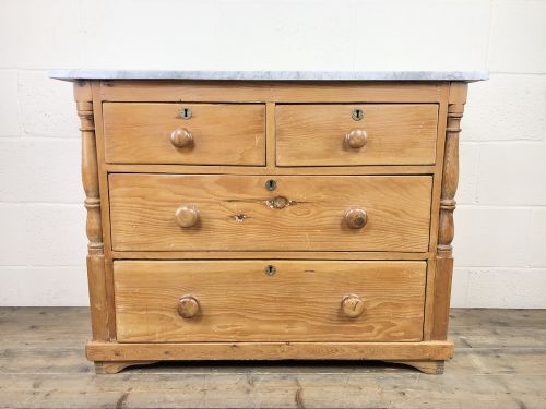 fig 1. Antique Pine and Marble Chest of Drawers
