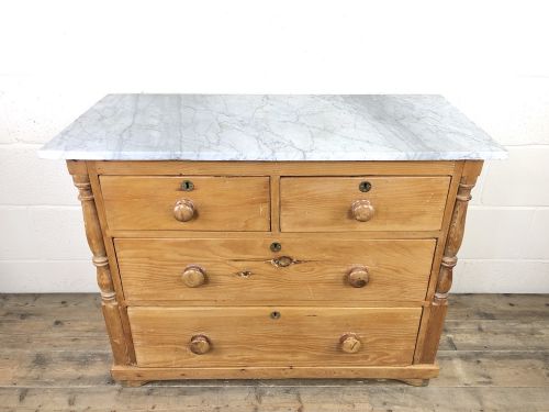 fig 2. Antique Pine and Marble Chest of Drawers