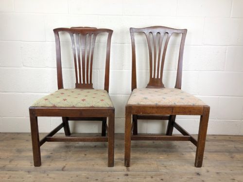 Two Similar Edwardian Mahogany Frame Chairs with Fabric Seats