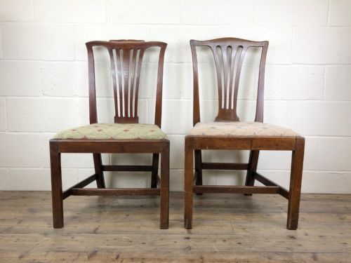 fig 1. Two Similar Edwardian Mahogany Frame Chairs with Fabric Seats