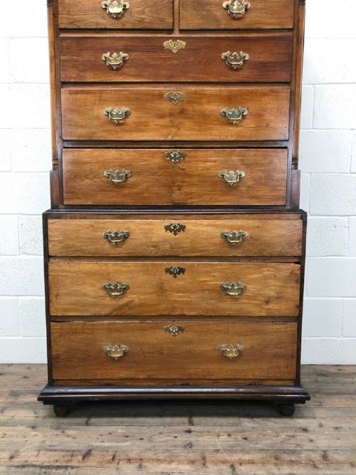 fig 1. Early 19th Century Oak Secretaire Tallboy Chest on Chest