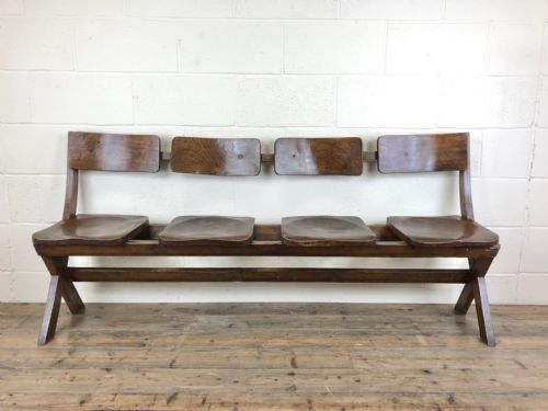Antique Victorian Elm Four Seater Bench