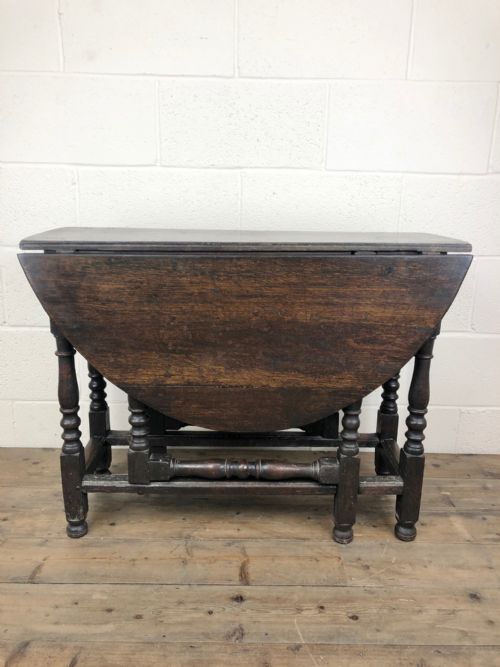 fig 1. Antique 19th Century Small Oak Gate Leg Table