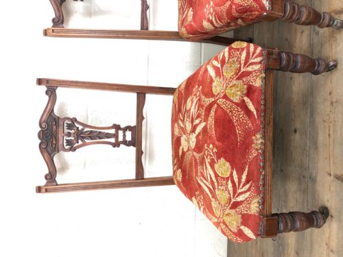 fig 1. Pair of Antique Bedroom Chairs with Fabric Seats