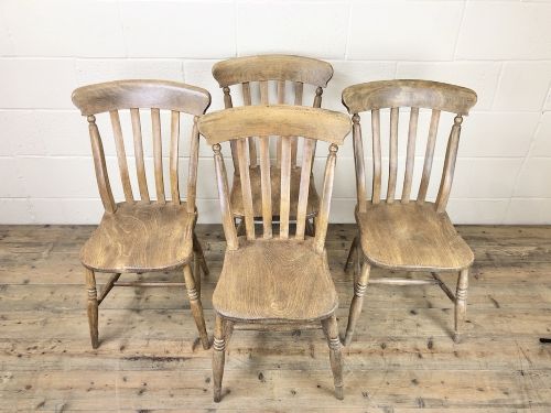 fig 1. Set of Four Antique Farmhouse Kitchen Chairs