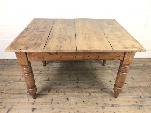 fig 1. Antique Pine Farmhouse Kitchen Table with Oak Top