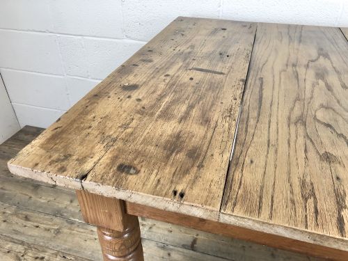 fig 2. Antique Pine Farmhouse Kitchen Table with Oak Top