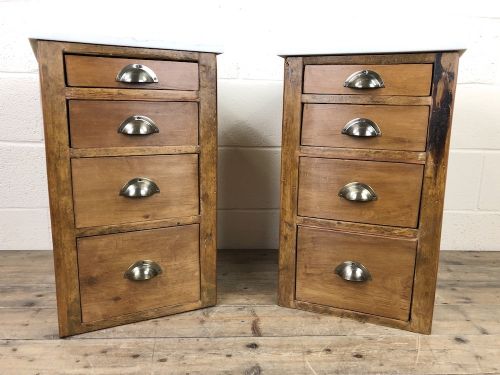 fig 2. Pair of Pine Bedside Tables with Marble Tops