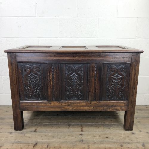 18th Century Carved Oak Coffer