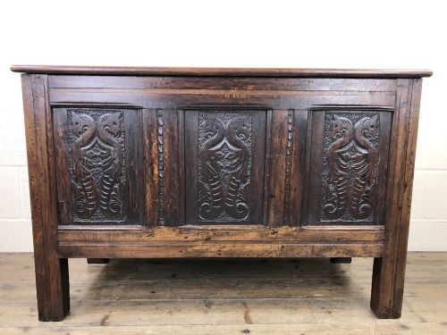 fig 2. 18th Century Carved Oak Coffer