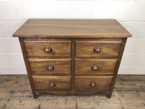 fig 1. Antique Mahogany Chest of Six Drawers
