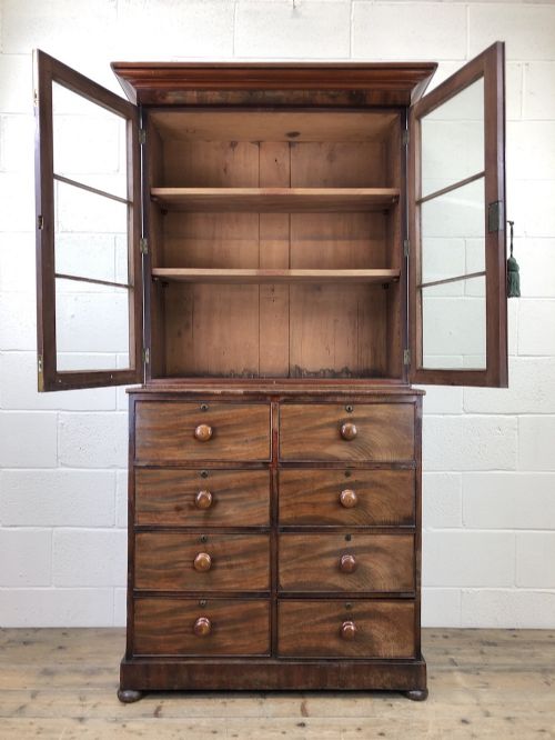 fig 2. Victorian Mahogany Glazed Bookcase with Drawers