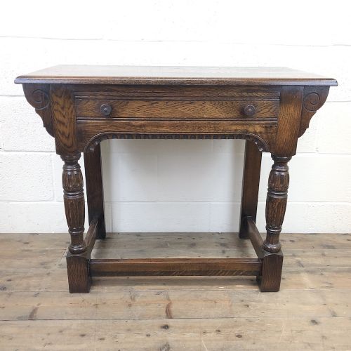 fig 1. Early 20th Century Antique Oak Side Table