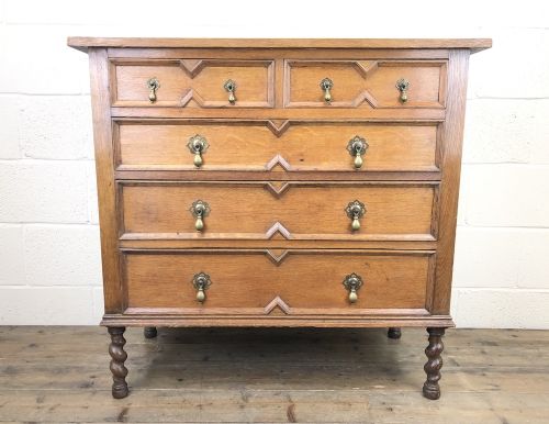 Antique Oak Geometric Chest of Drawers