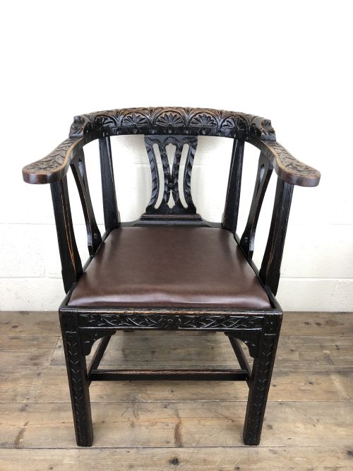 fig 1. Victorian Carved Oak Gothic Armchair