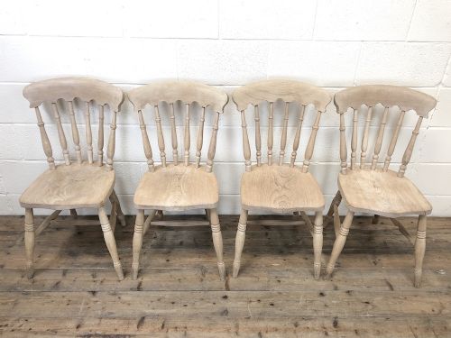 fig 1. Set of Four Antique Spindle Back Kitchen Chairs