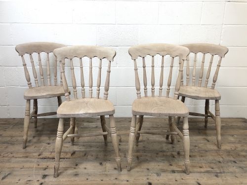 fig 2. Set of Four Antique Spindle Back Kitchen Chairs