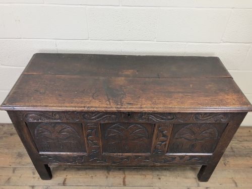 fig 1. 18th Century Carved Oak Coffer