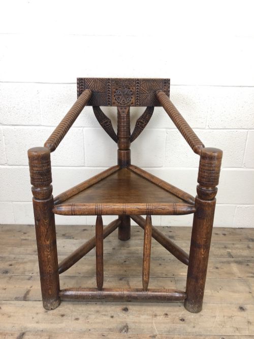 fig 1. Victorian Carved Oak Corner Chair or Turner Chair