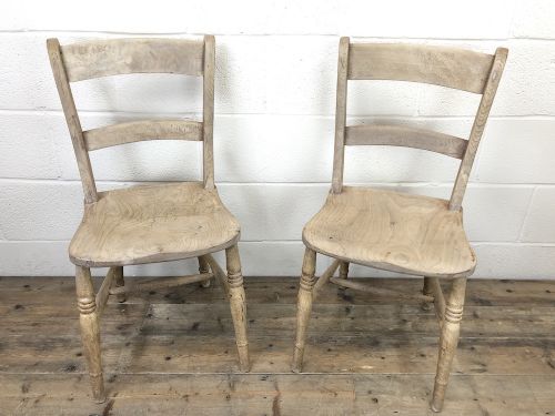 Pair of Antique Bar Back Farmhouse Kitchen Chairs