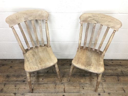 fig 1. Pair of Antique Slat Back Farmhouse Kitchen Chairs