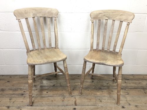 fig 2. Pair of Antique Slat Back Farmhouse Kitchen Chairs