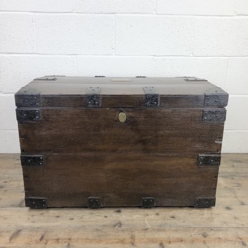 Antique Iron Bound Oak Dome Top Trunk