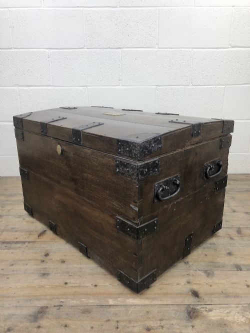fig 2. Antique Iron Bound Oak Dome Top Trunk
