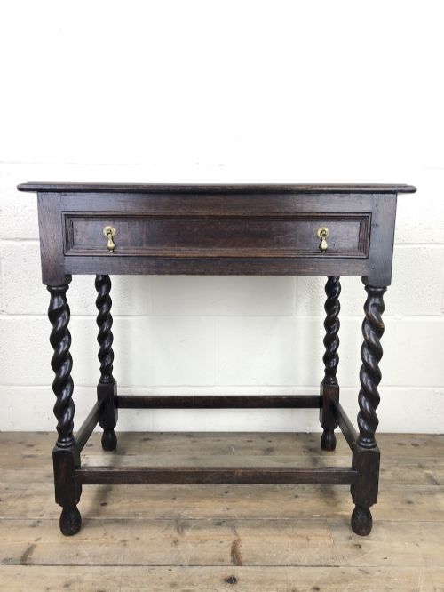 fig 1. Antique Oak Side Table with Drawer
